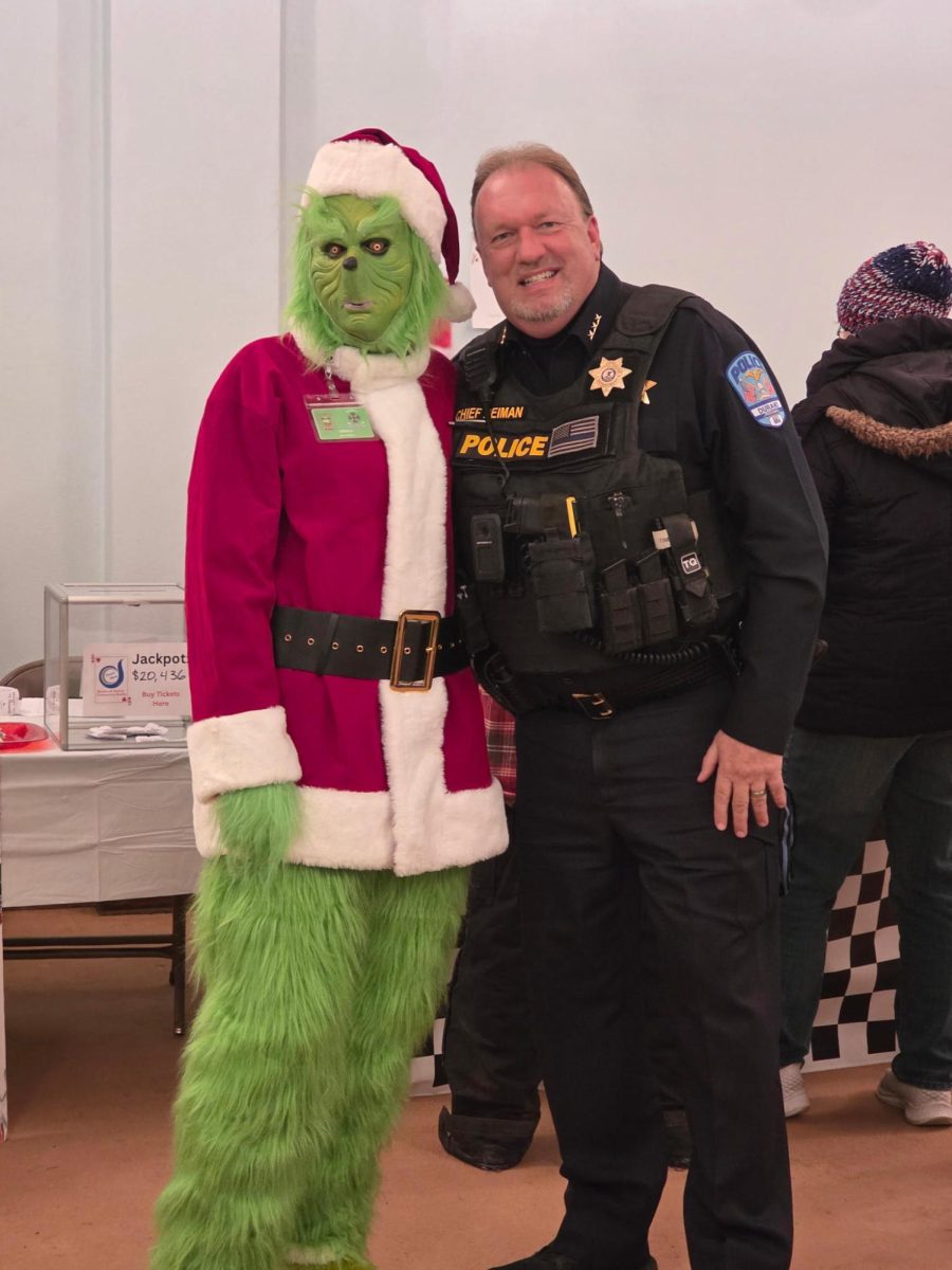 After trying to steal Christmas, the Grinch is caught by Chief Reiman.